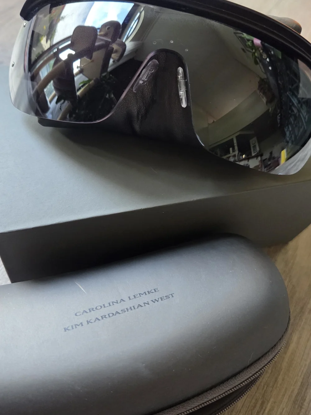 Shield-Style Women's Sunglasses in Smoke by Carolina Lemke X Kim Kadashian West